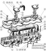 Подгруппа 1003. 1008. 1014. Крышки головок цилиндров, коллектор и сапуны