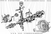 Подгруппа 1004. 1005. Поршни и шатуны. Коленчатый вал и маховик.